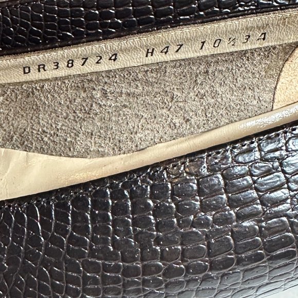 Salvador Ferragamo Brown Crocodile Print Horsebit Slip On Heels 9B - Picture 15 of 15